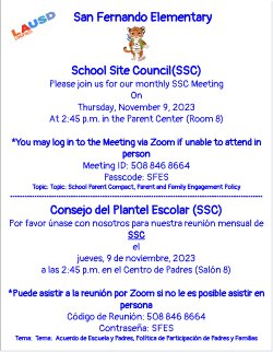 School Site Council SSC